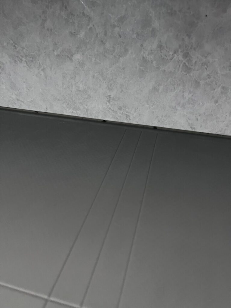 洗面台下と浴室ドアパッキンに発生した黒カビの状態（掃除前）